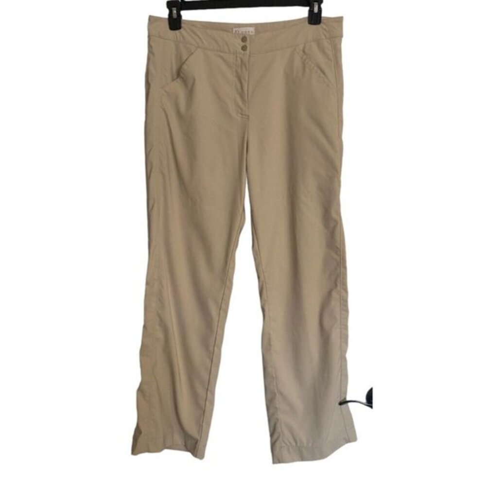 Nancy Lopez Stretch Golf Pants Size 12 Polyester Beige Straight Leg